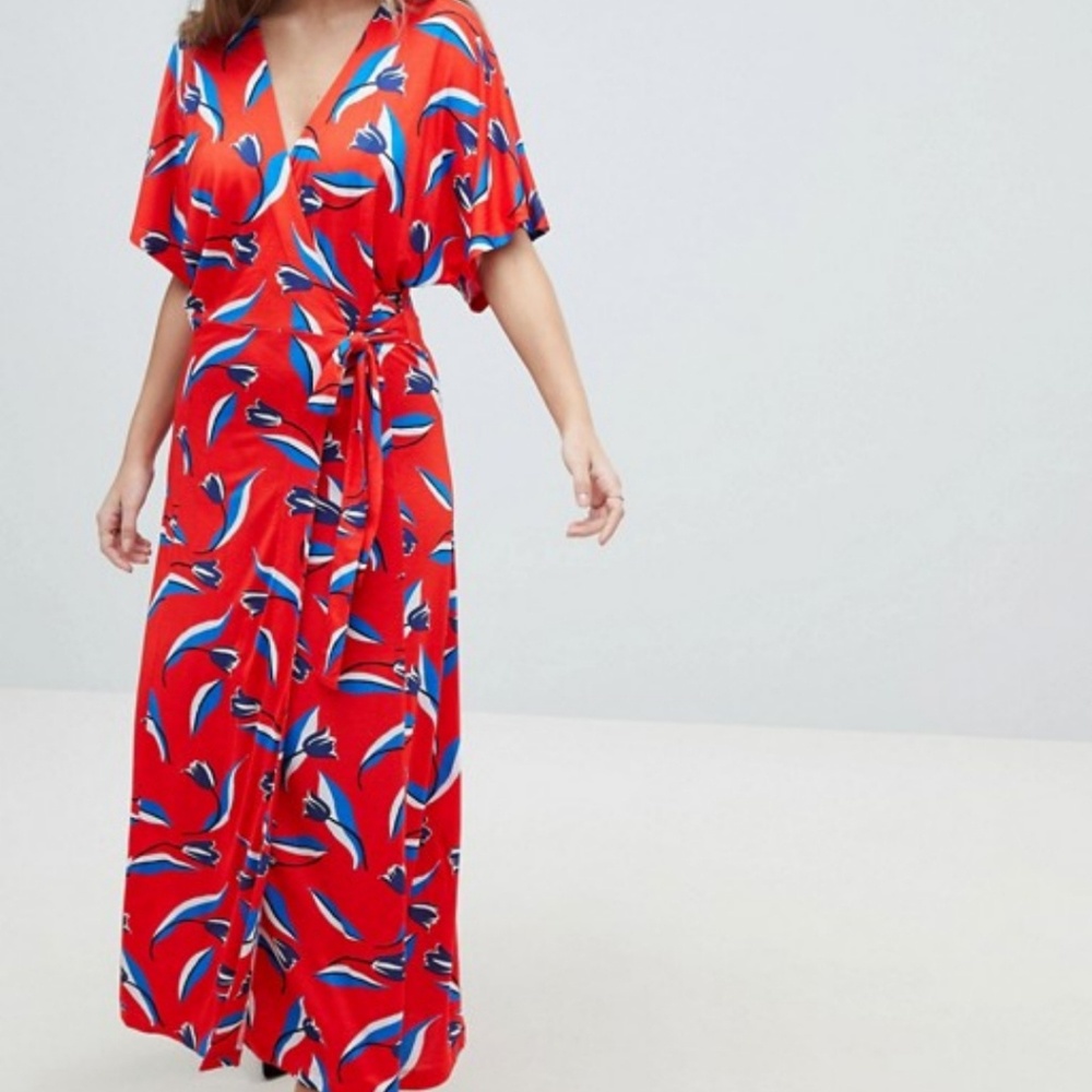 Whistles Tulip Print Wrap Dress